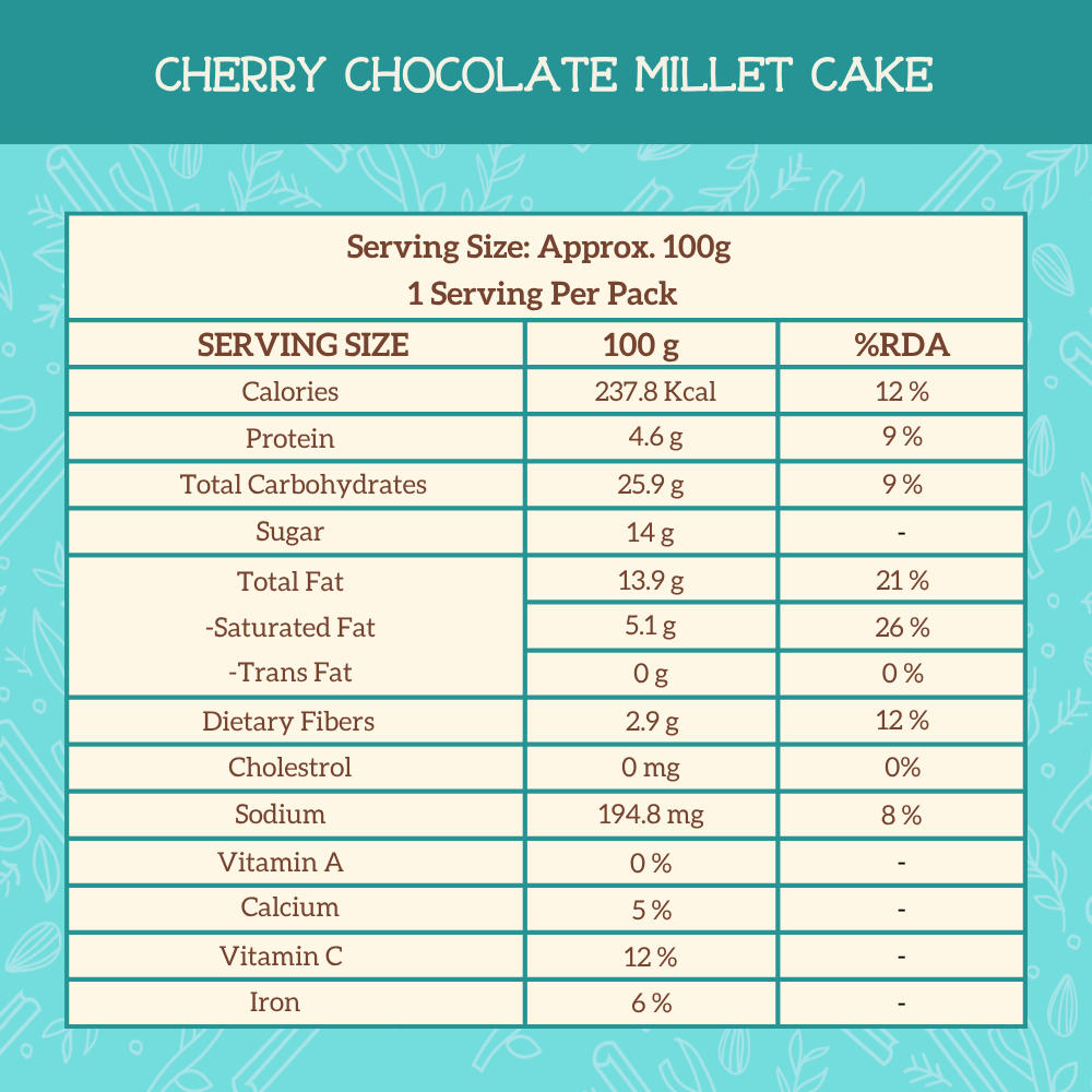 Cherry Chocolate Millet Cake (Only For Delhi NCR)